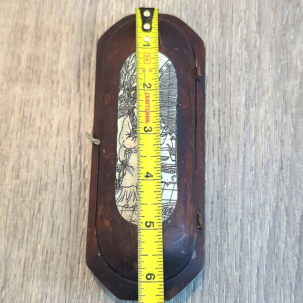 Vintage Antique Asian Hand Carved Bone Inlay Wooden Eyeglass Case Trinket box - Picture 10 of 10